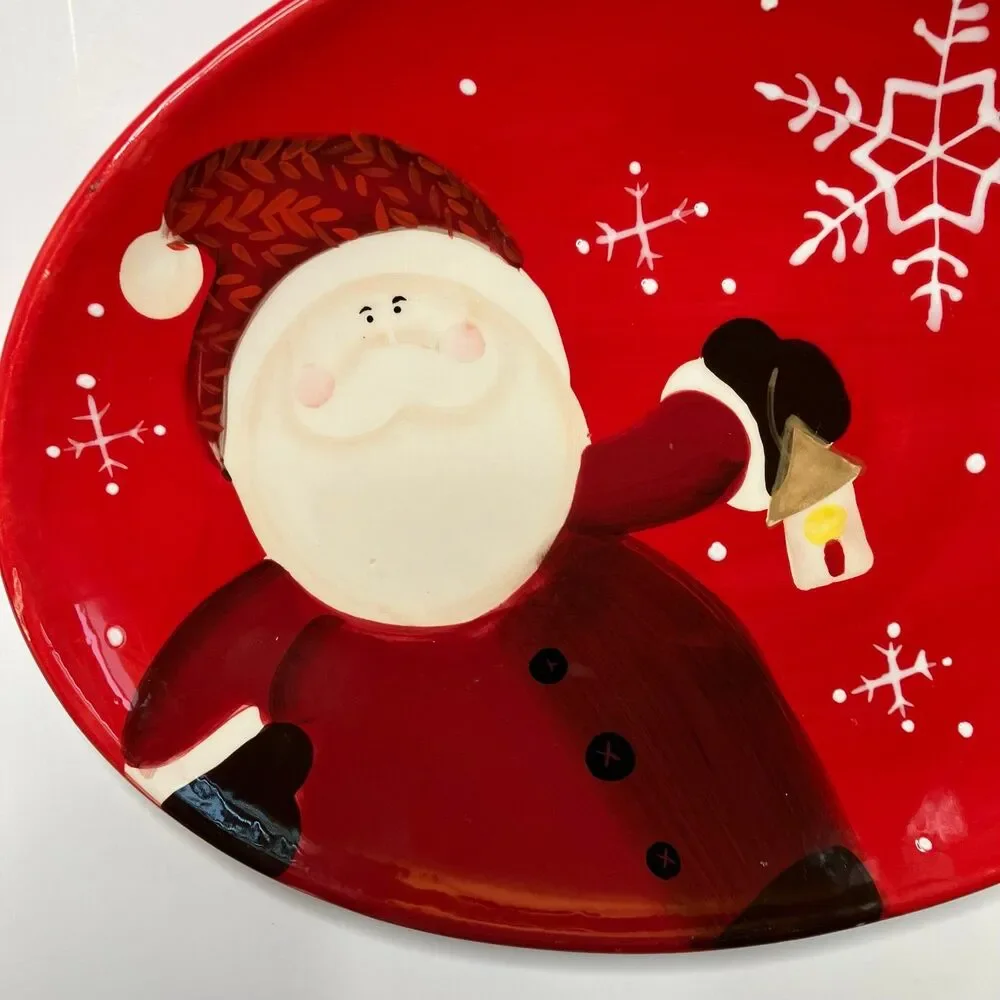 Pottery Barn Nostalgic Santa Serving Platter 16” Christmas Holidays